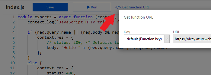 Azure Function Get function URL